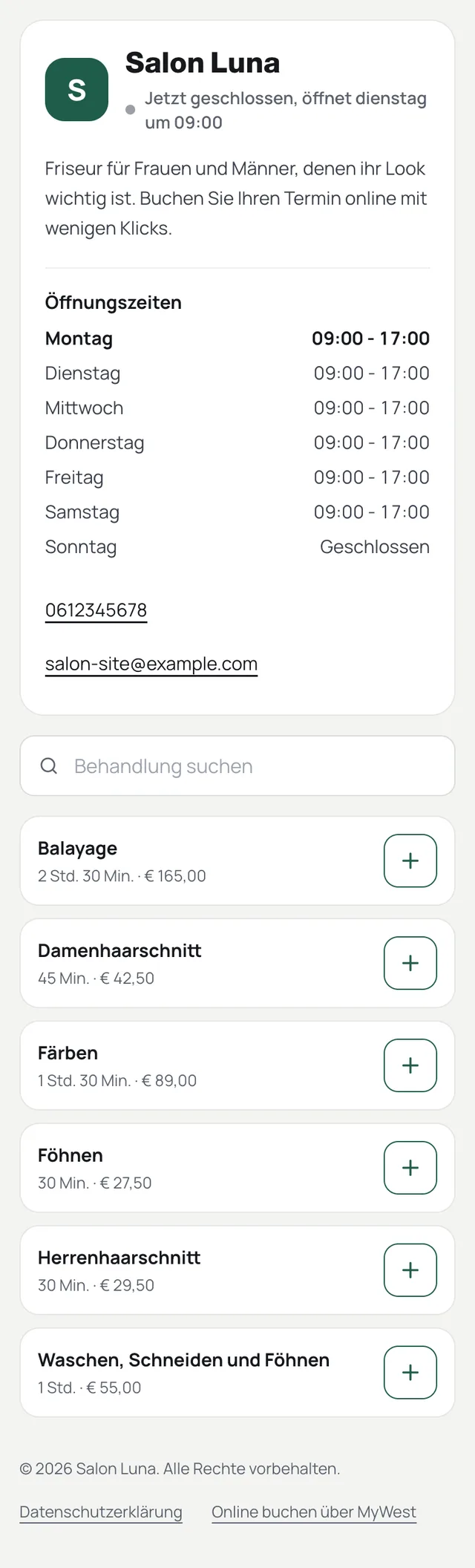 Eine eigene Buchungsseite, ohne Website: Erst buchen