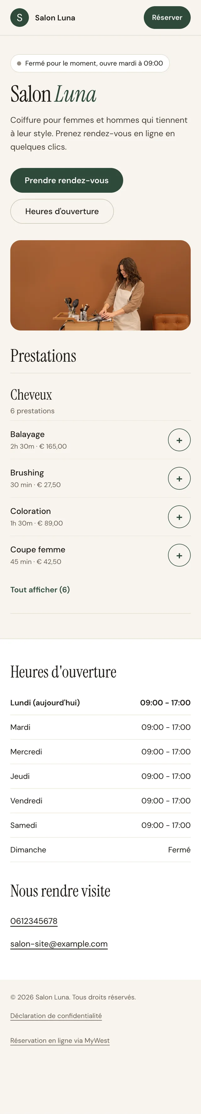 Votre propre page de reservation, sans site web: Calme et lumineux