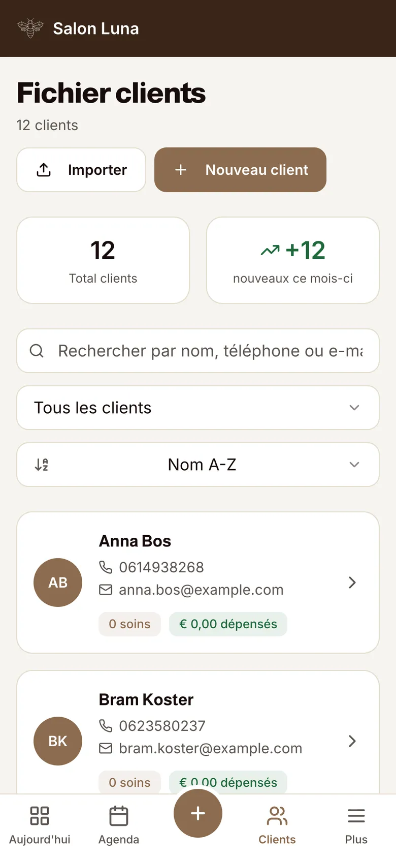 Fichier clients dans MyWest avec le bouton Importer
