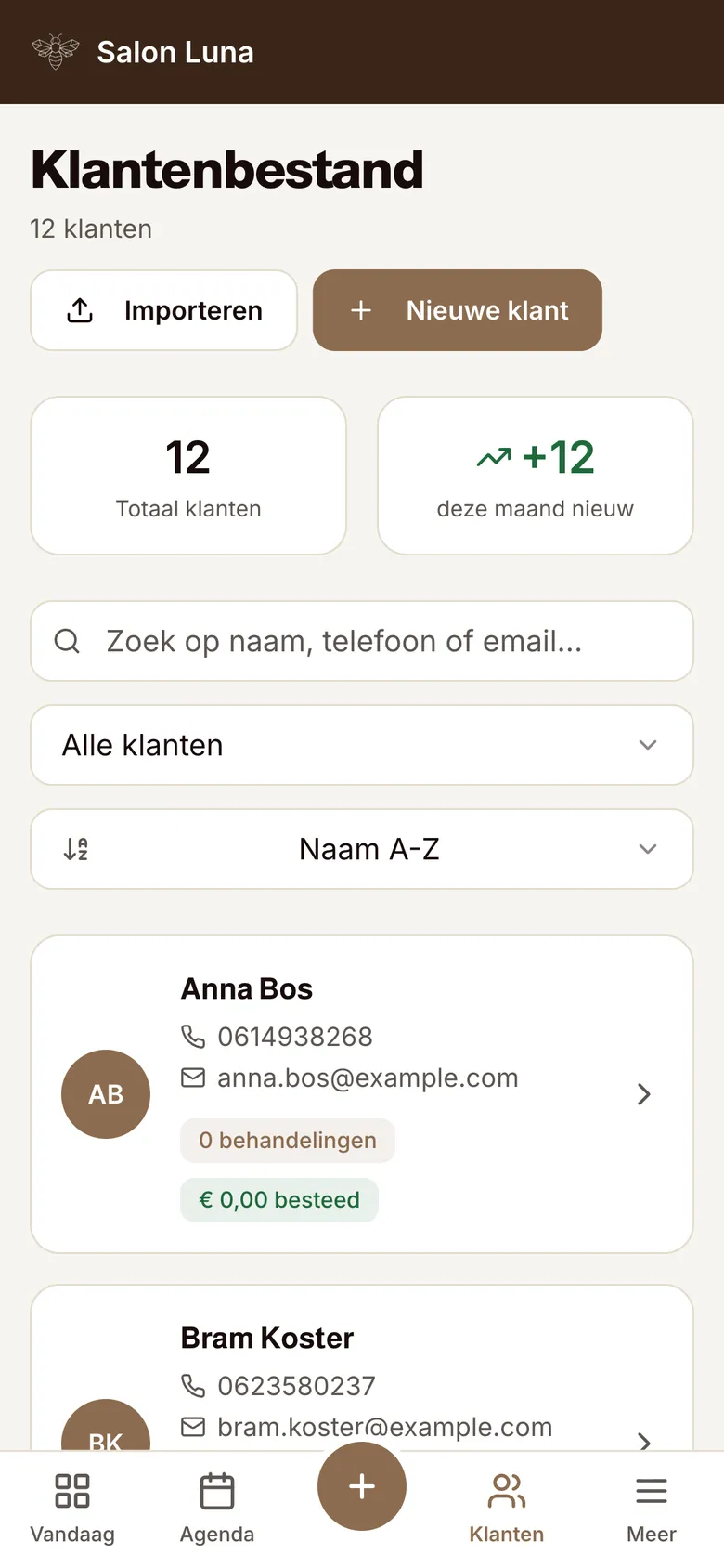 Klantenbestand in MyWest met de knop Importeren